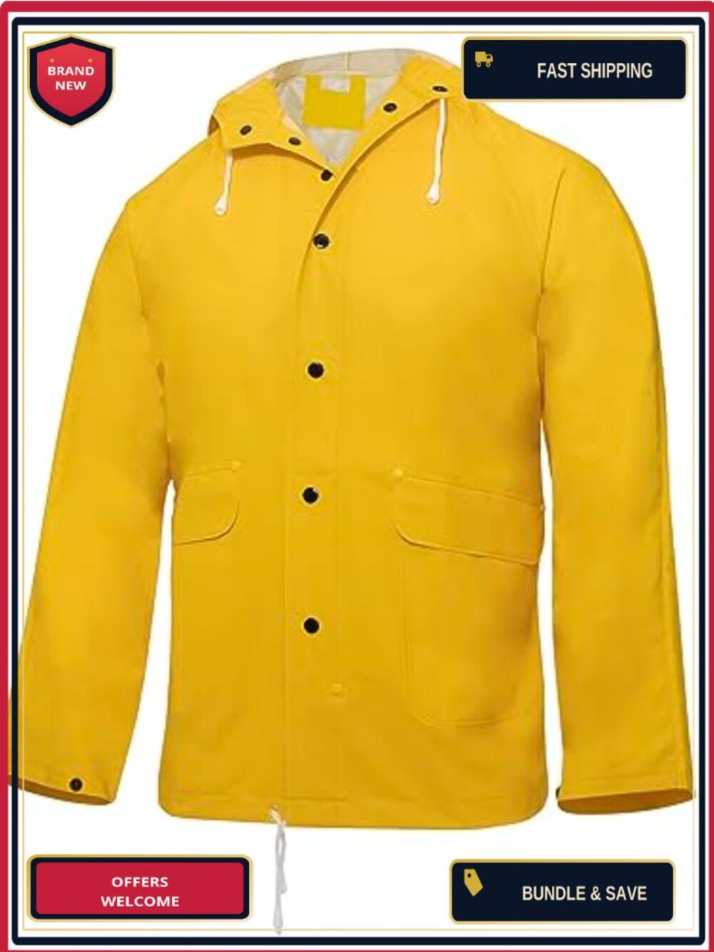 PVC Rain Jacket Military Style 4-Pocket